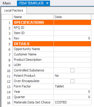 Local Factors Default Grid EDC